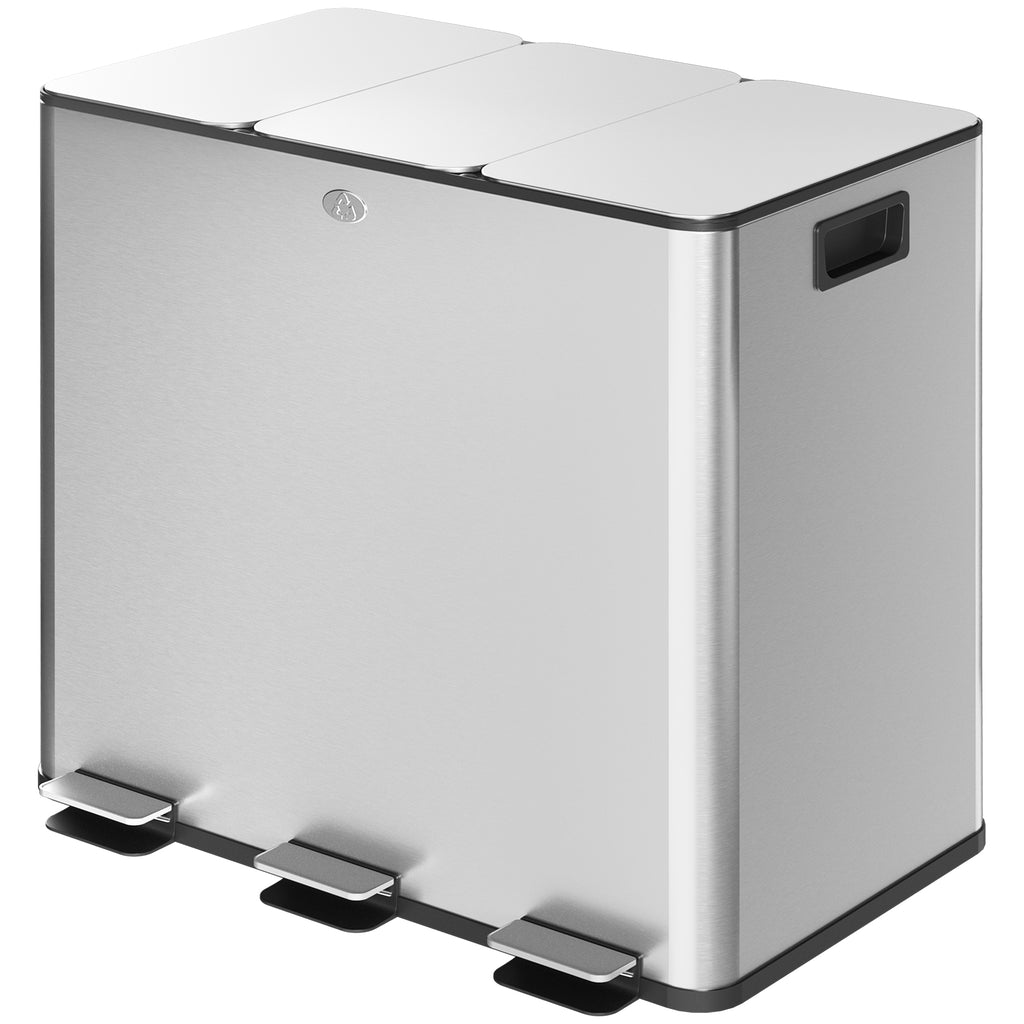 Triple Compartment Pedal Bin with Soft-Close Lid