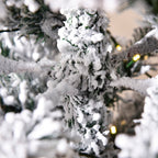 6ft Pre-Lit Snow Flocked Christmas Tree with Warm White LED Lights