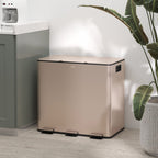 Triple Compartment Pedal Bin with Soft-Close Lid - Gold Tone
