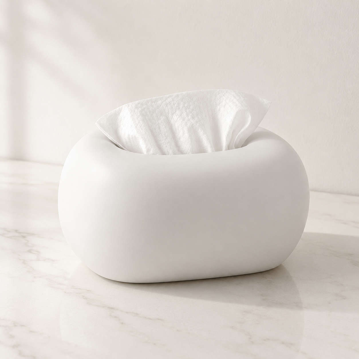 Sculptural Rounded Ceramic Tissue Box Cover in Matte Finish