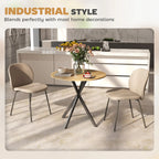 Industrial Round Dining Table with Cross Legs Oak