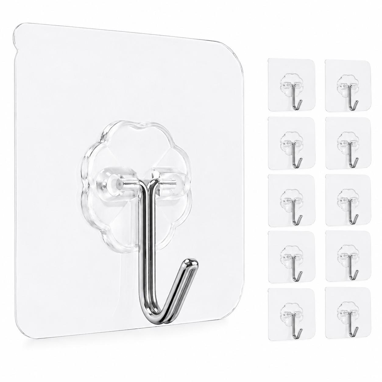 Heavy-Duty Transparent Adhesive Wall Hooks