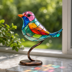 Handmade Coloured Glass Bird Decor
