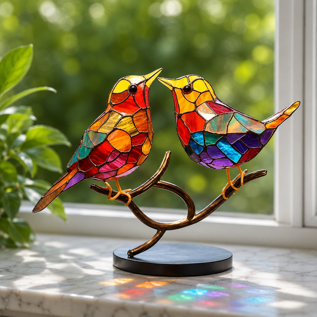 Handmade Coloured Glass Bird Decor
