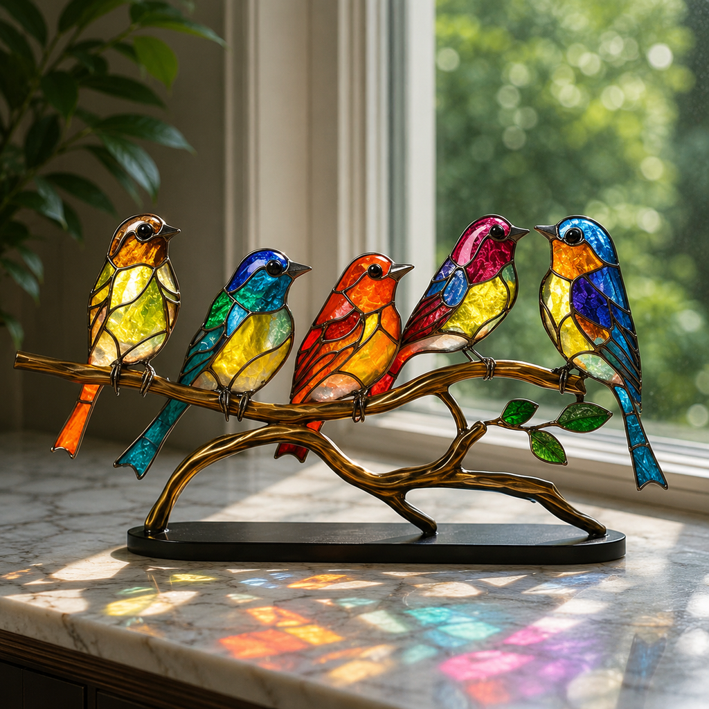 Handmade Coloured Glass Bird Decor