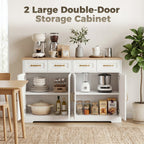 Sideboard Buffet Cabinet with Four Drawers and Adjustable Shelves
