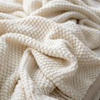 Cream White Knit Throw Blanket