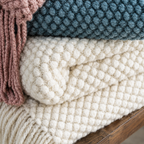 Cream White Knit Throw Blanket