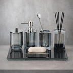 Moonlit Crystal Bathroom Accessory Set in Dark Grey Finish Modern Bathroom Decor