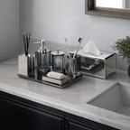 Moonlit Crystal Bathroom Accessory Set in Dark Grey Finish Modern Bathroom Decor
