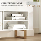 Marble Effect TV Unit with Fluted Cabinet Doors
