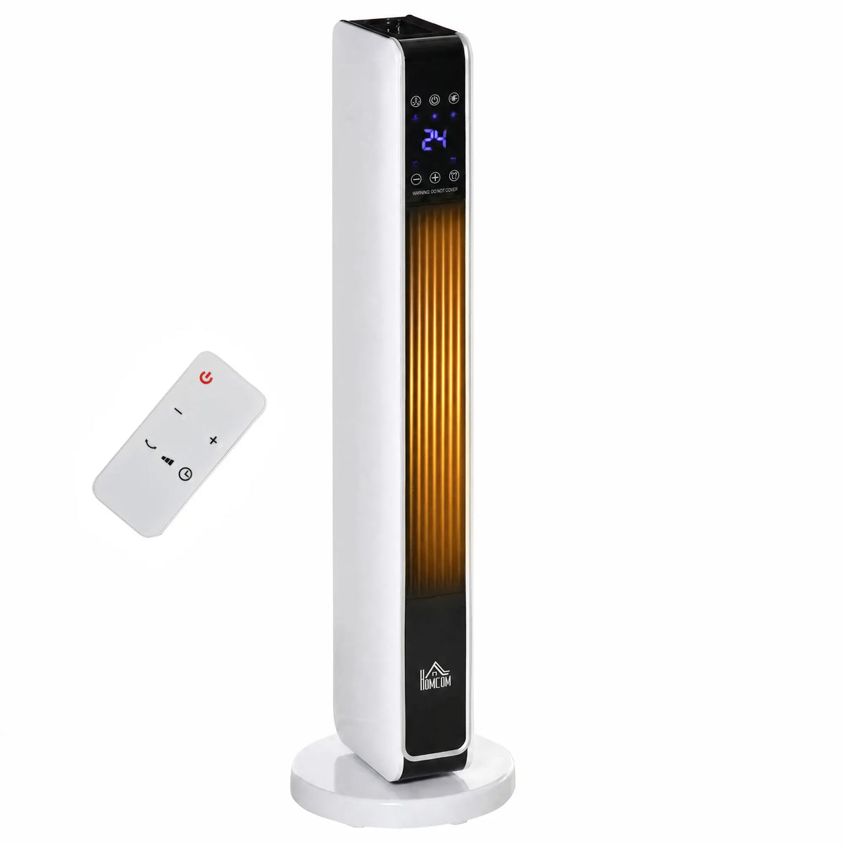 Oscillating Ceramic Tower Heater with Remote Control and 8 Hour Timer White
