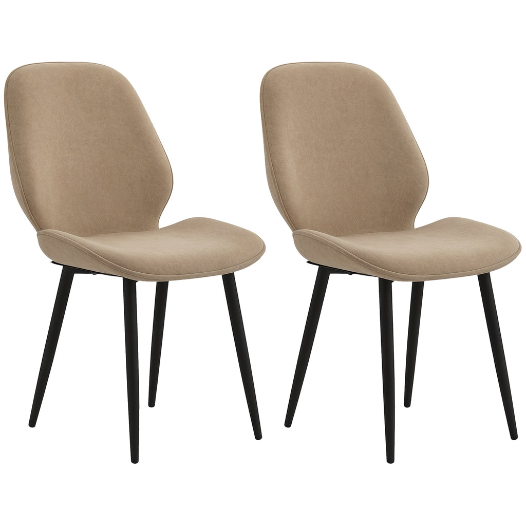 Velvet Dining Chairs Set of 2 with Steel Legs - Brown