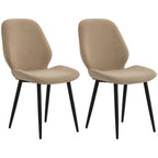 Velvet Dining Chairs Set of 2 with Steel Legs - Brown