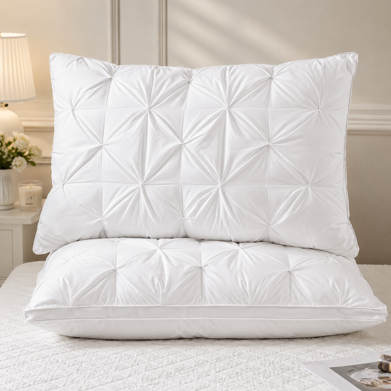 Luxury Diamond-Quilted Hotel Pillow with Memory Support