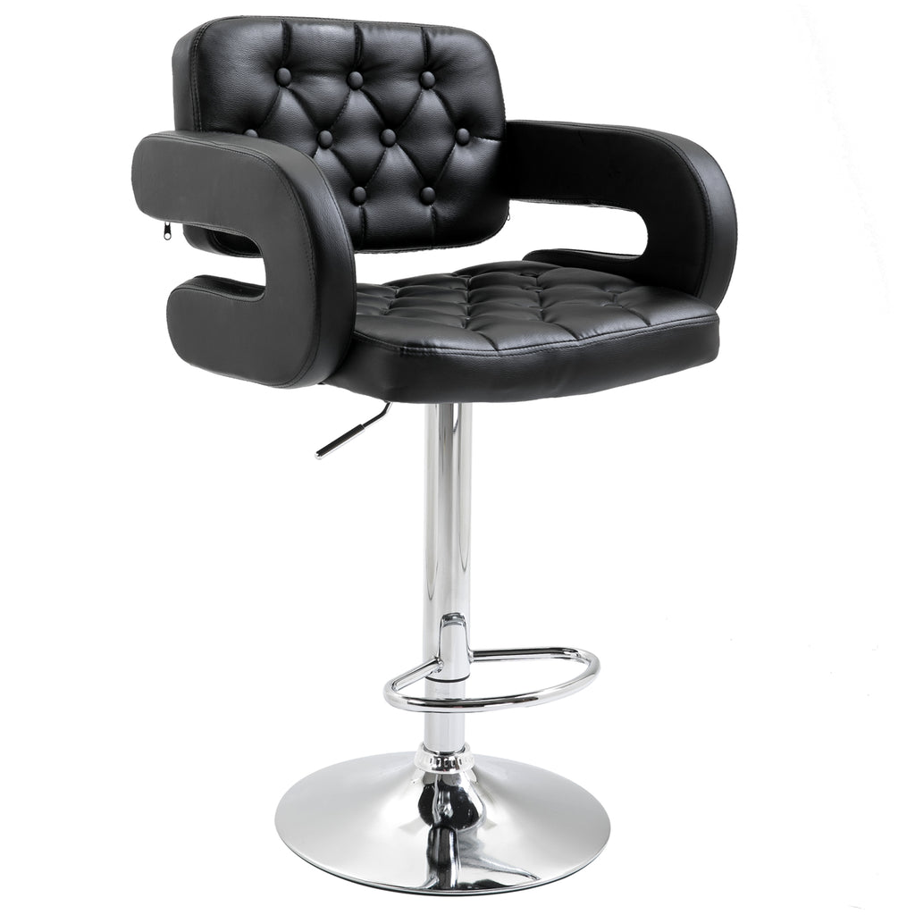 PU Leather Swivel Bar Stool with Backrest and Footrest