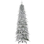 6ft Pencil Snow Flocked Christmas Tree with Downswept Branches
