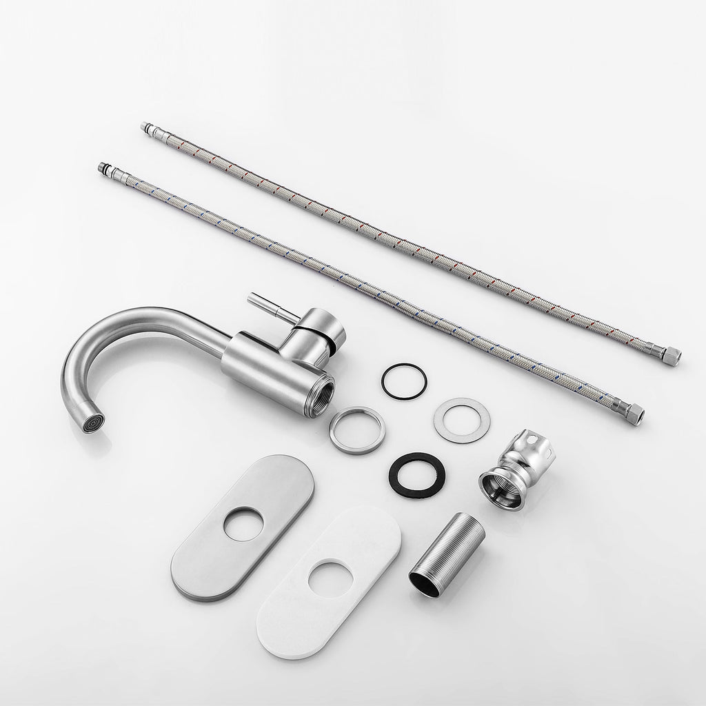 Brushed Nickel Single Handle Bathroom Sink Faucet Modern Bathroom Decor