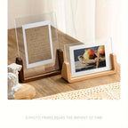 U-Shaped Acrylic and Wood Photo Frame for Minimalist Display