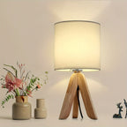 Nordic Wooden Tripod Table Lamp with Linen Shade