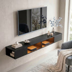 Black Floating Wall-Mounted TV Stand with RGB LED Lights