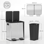 Dual Compartment Recycling Bin with Deodoriser Holders - Silver (Alt)