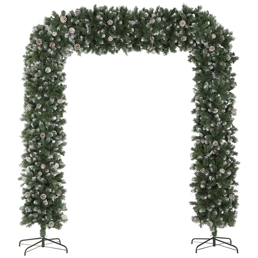 8.2ft Snow Frosted Christmas Tree Arch for Doorways Green