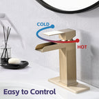 Brushed Gold Waterfall Bathroom Faucet Modern Bathroom Decor