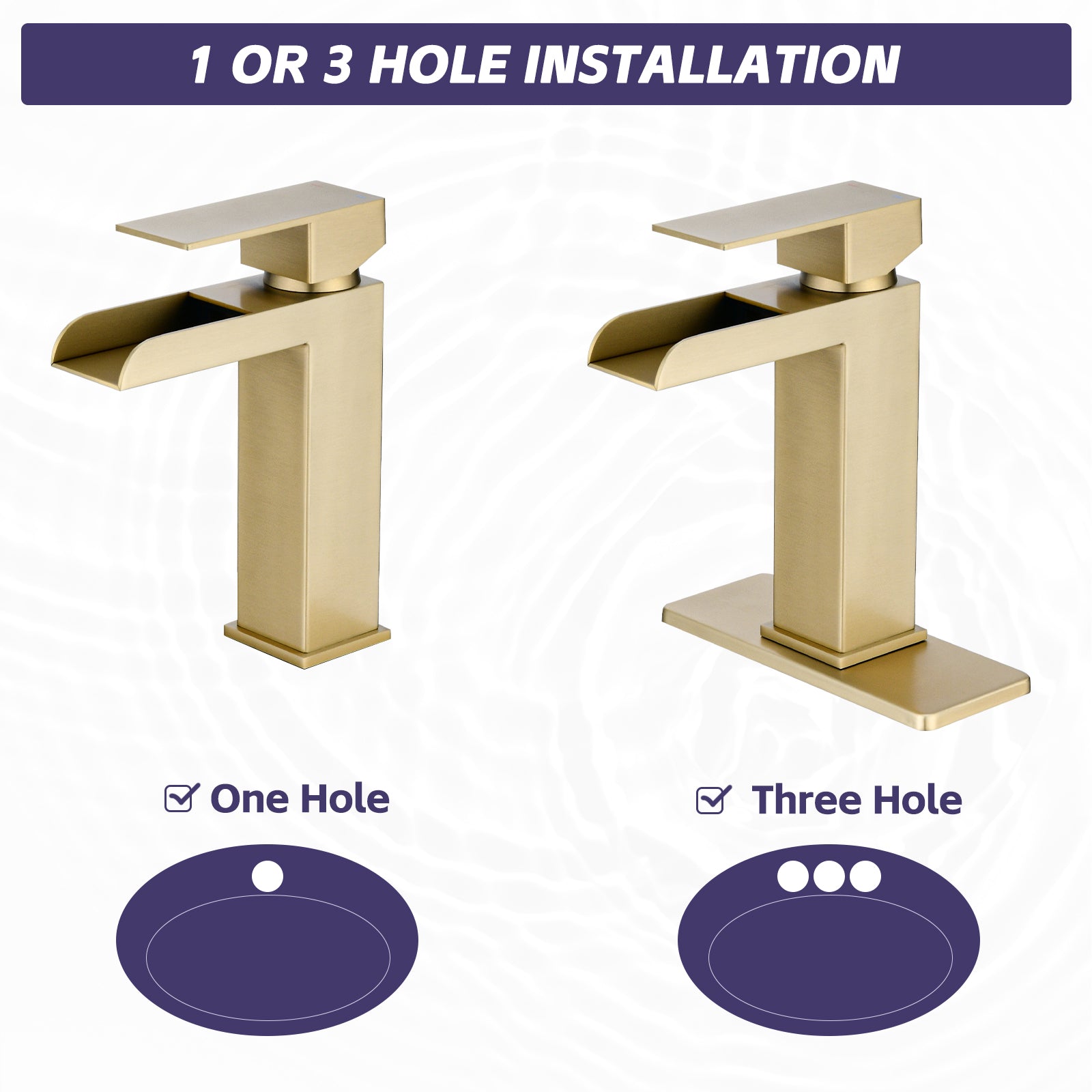 Brushed Gold Waterfall Bathroom Faucet Modern Bathroom Decor