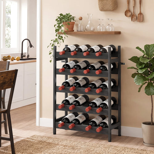 20-Bottle Industrial 5-Tier Freestanding Wine Rack Black