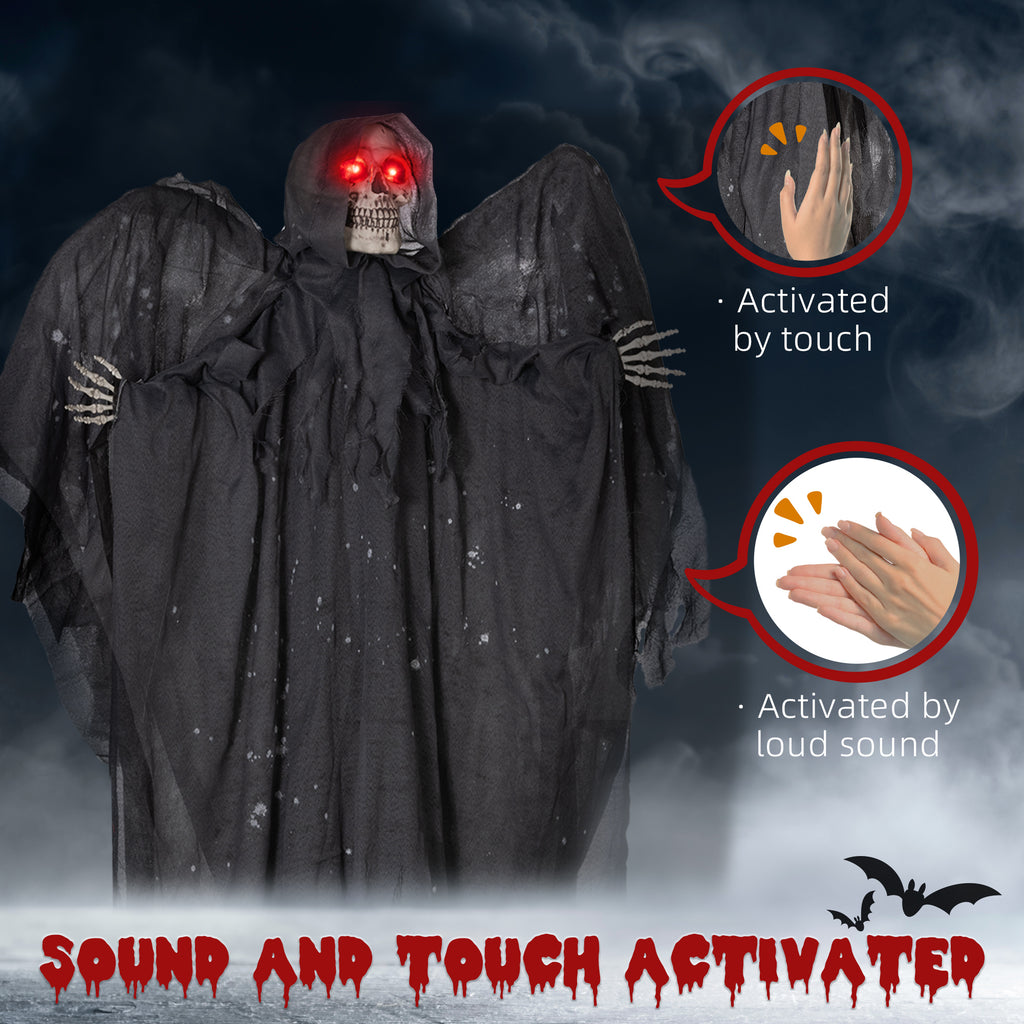 Grey Winged Grim Reaper Animatronic Halloween Decoration