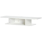 White Floating Wall-Mounted TV Shelf with Storage