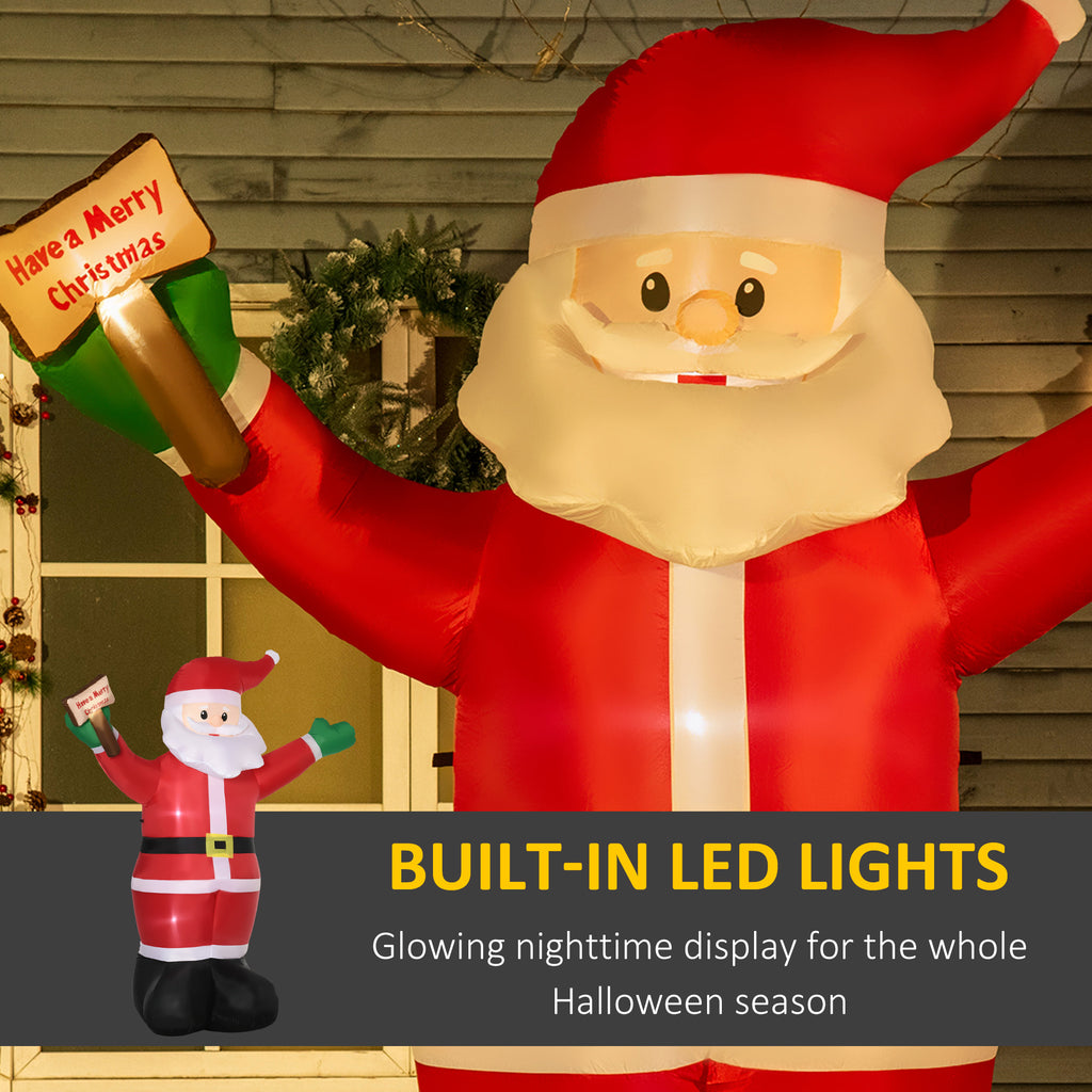8ft Light-Up Inflatable Santa Claus with Blessings Sign Red