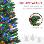 7.5ft Pre-Lit Pencil Shape Christmas Tree with Colourful LED Lights
