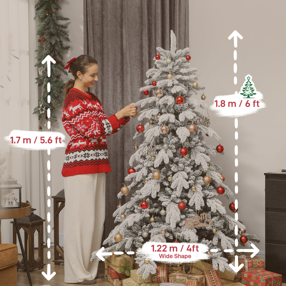 6ft Super Flocked Christmas Tree with Faux Snow Branches
