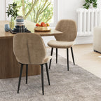 Velvet Dining Chairs Set of 2 with Steel Legs - Brown