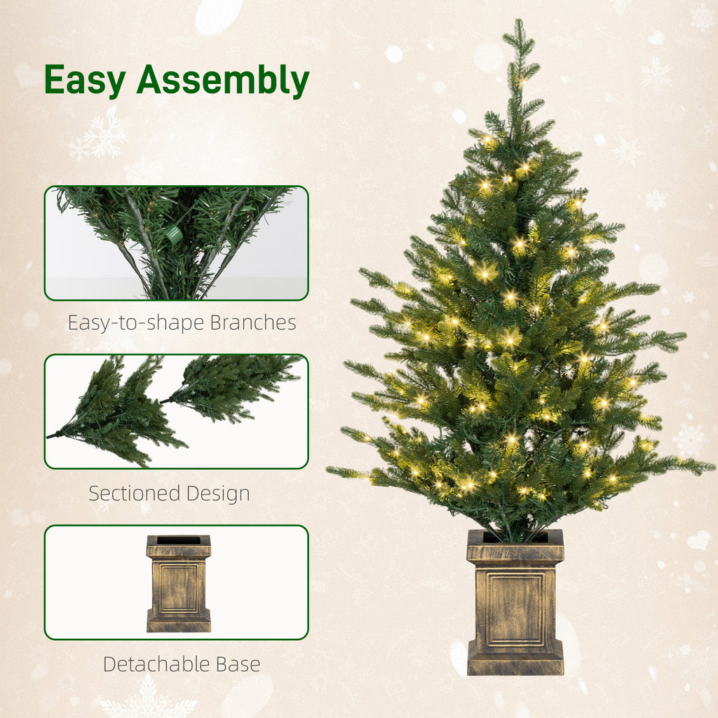 Set of 2 4ft Pre-Lit Artificial Christmas Trees with Vintage Pots
