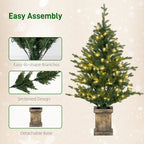 Set of 2 4ft Pre-Lit Artificial Christmas Trees with Vintage Pots