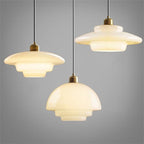 White Glass Pendant Light with Mid-Century Elegance