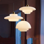 White Glass Pendant Light with Mid-Century Elegance