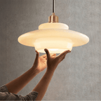 White Glass Pendant Light with Mid-Century Elegance