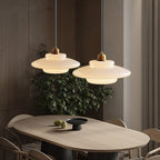 White Glass Pendant Light with Mid-Century Elegance