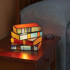 Handcrafted Stained Glass Book Lamp for Warm Ambient Lighting