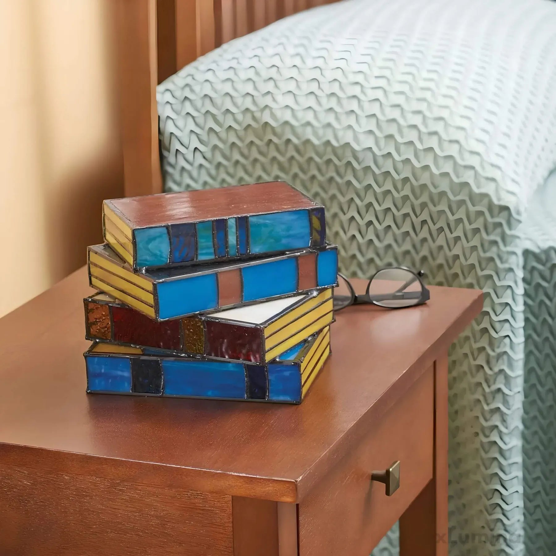 Handcrafted Stained Glass Book Lamp for Warm Ambient Lighting