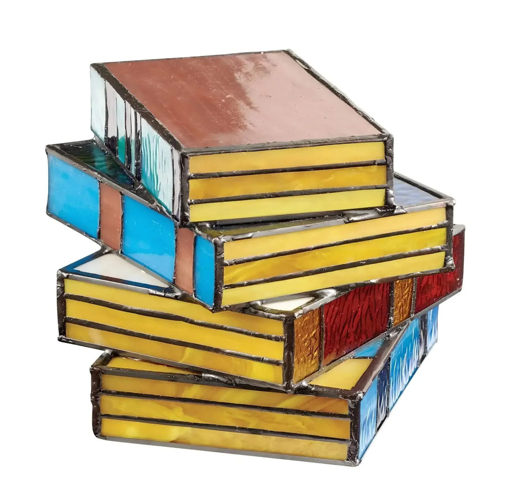 Handcrafted Stained Glass Book Lamp for Warm Ambient Lighting