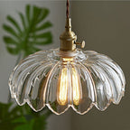 Vintage Flower Pendant Lamp with Coloured Glass Shade