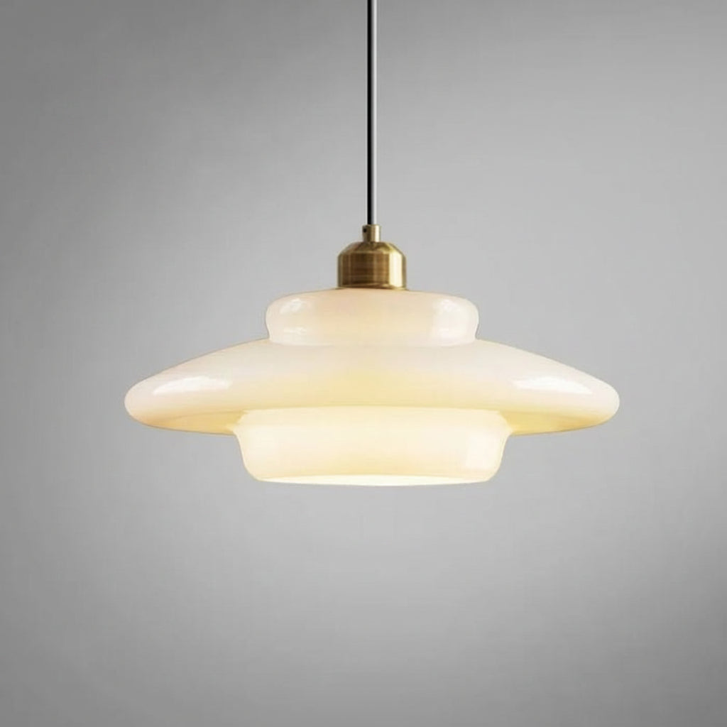 White Glass Pendant Light with Mid-Century Elegance