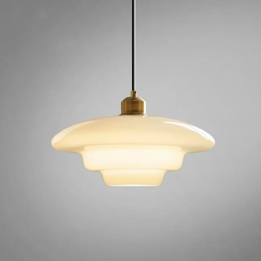 White Glass Pendant Light with Mid-Century Elegance