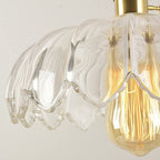 Vintage Flower Pendant Lamp with Coloured Glass Shade