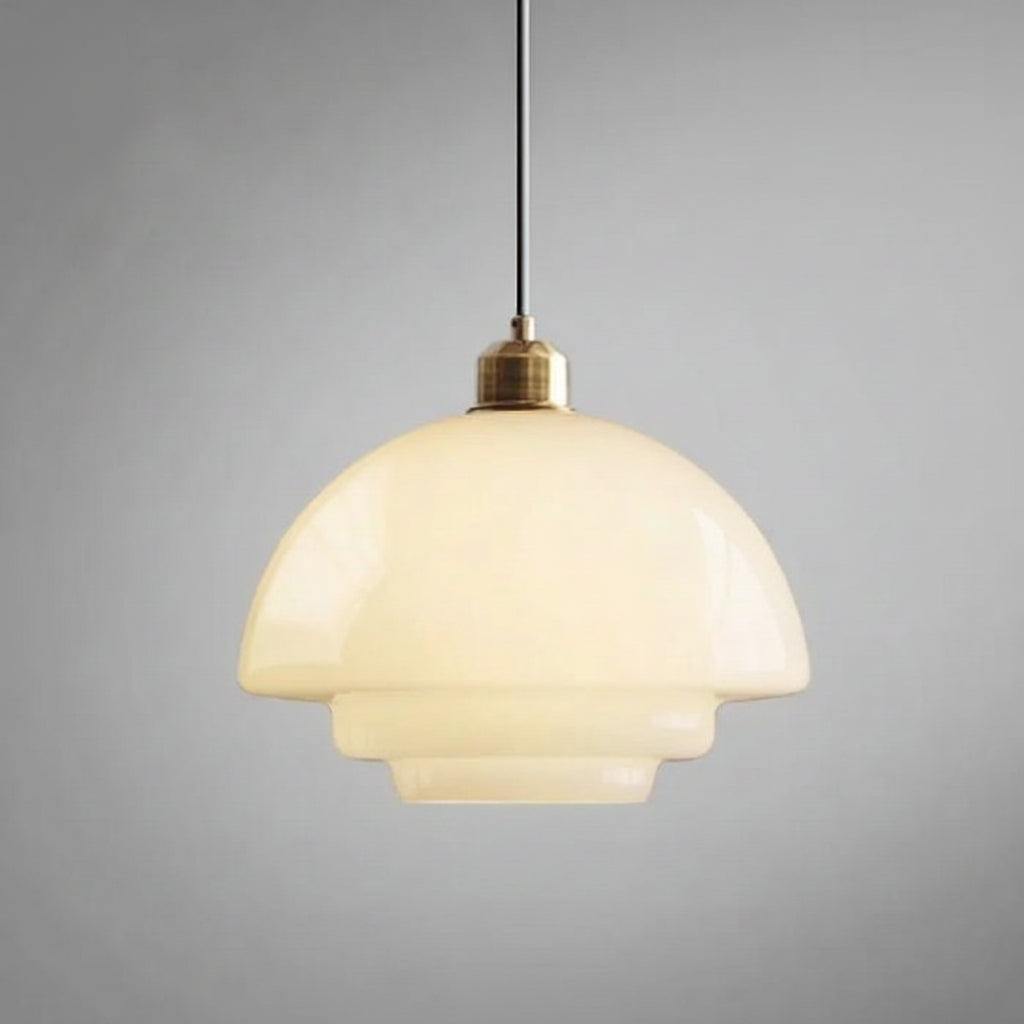 White Glass Pendant Light with Mid-Century Elegance